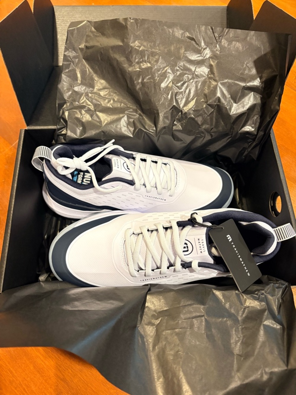 Travis Mathew White and Navy NuAge Mega Golf Sneaker -NWT Never Worn